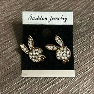 NWT Playboy Bunny Rhinestone Stud Pierced Earrings - Fashion Jewelry